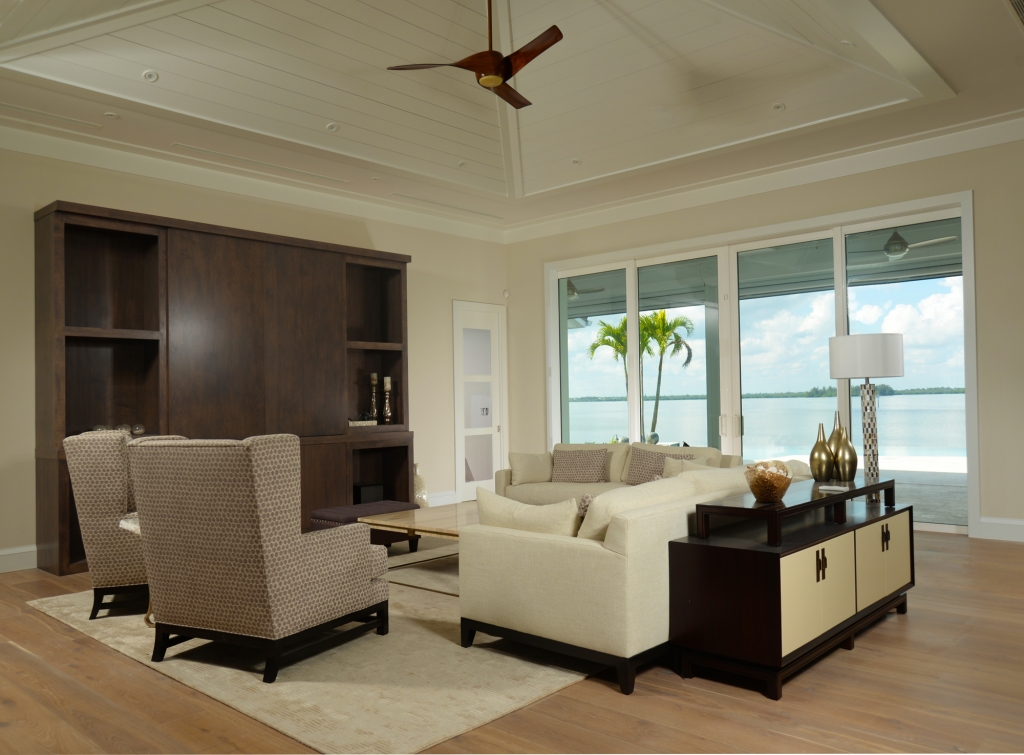 white living room with pyramid ceiling in The Moorings - Vero Beach, FL